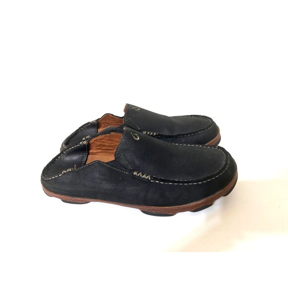 OluKai Moloa Slip-On Shoes Men\'s Size‎ 10 EU 43 Black Leather Loafer Casual main image 9